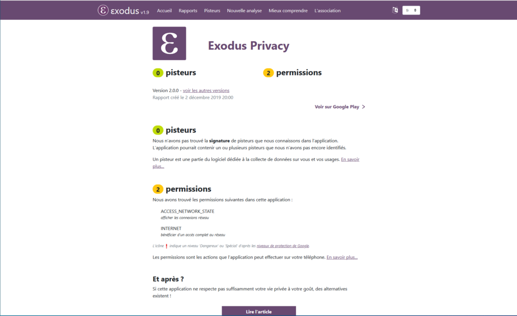 EXODUS PRIVACY: maitrisez votre vie privée sur Android